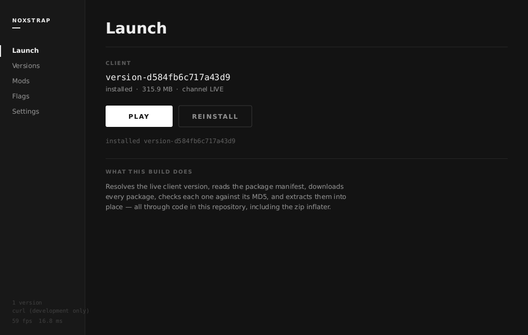 A real install in flight: live package name, byte counts and throughput, from this project's own download and inflate code
